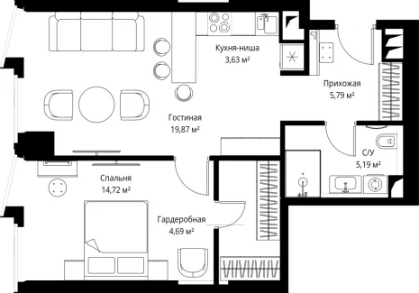 1-комнатная квартира - Багратионовский проезд, 5а к2 / ЖК ФЕЙМОС - фото 1