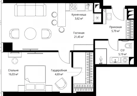 1-комнатная квартира - Багратионовский проезд, 5а к2 / ЖК ФЕЙМОС - фото 1