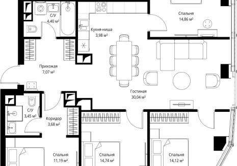 4-комнатная квартира - Багратионовский проезд, 5а к2 / ЖК ФЕЙМОС - фото 1