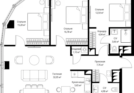 3-комнатная квартира - Багратионовский проезд, 5а к2 / ЖК ФЕЙМОС - фото 1