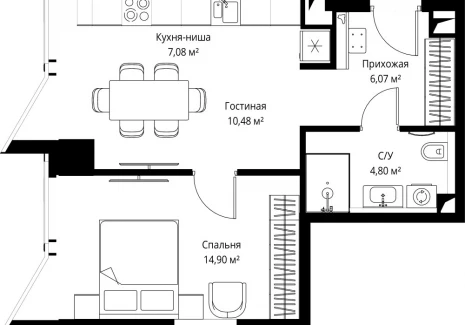 1-комнатная квартира - Багратионовский проезд, 5а к2 / ЖК ФЕЙМОС - фото 1