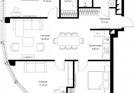 3-комнатная квартира - Багратионовский проезд, 5а к2 / ЖК ФЕЙМОС - фото 1