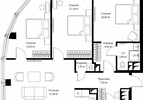 3-комнатная квартира - Багратионовский проезд, 5а к2 / ЖК ФЕЙМОС - фото 1