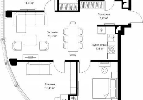 3-комнатная квартира - Багратионовский проезд, 5а к2 / ЖК ФЕЙМОС - фото 1