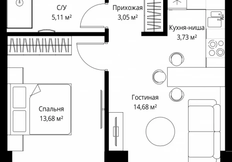1-комнатная квартира - Багратионовский проезд, 5а к2 / ЖК ФЕЙМОС - фото 1