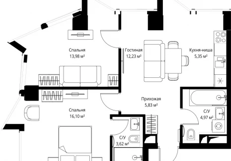 2-комнатная квартира - Багратионовский проезд, 5а к2 / ЖК ФЕЙМОС - фото 1