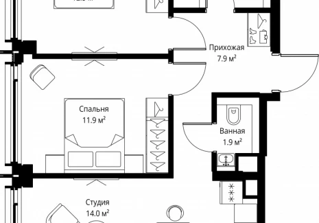 2-комнатная квартира - 2-я Хуторская, 34 / ЖК Симфония 34 - фото 1