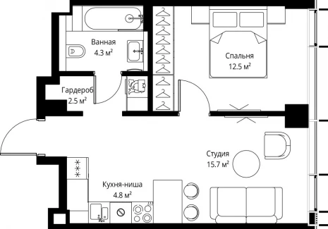 1-комнатная квартира - 2-я Хуторская, 34 / ЖК Симфония 34 - фото 1