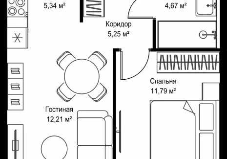 1-комнатная квартира - Дмитровское шоссе, 87 / ЖК Селигер Сити - фото 1