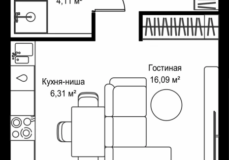1-комнатная квартира - Дмитровское шоссе, 87 / ЖК Селигер Сити - фото 1
