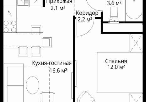 1-комнатная квартира - квартал Центральный, 7 / ЖК У реки. Эко Видное 2.0 - фото 1