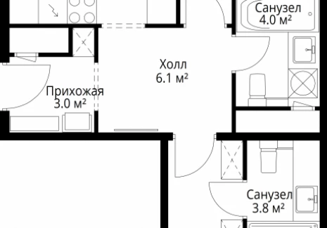 2-комнатная квартира - квартал Центральный, 7 / ЖК У реки. Эко Видное 2.0 - фото 1
