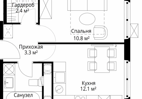 1-комнатная квартира - квартал Центральный, 7 / ЖК У реки. Эко Видное 2.0 - фото 1