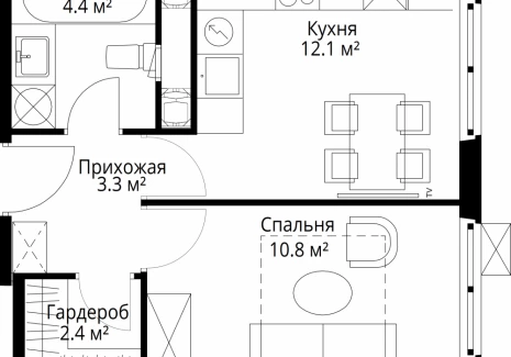 1-комнатная квартира - квартал Центральный, 7 / ЖК У реки. Эко Видное 2.0 - фото 1