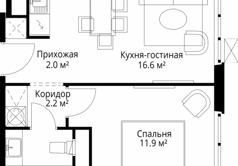 1-комнатная квартира - квартал Центральный, 7 / ЖК У реки. Эко Видное 2.0 - фото 1