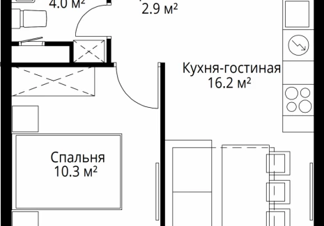 1-комнатная квартира - квартал Центральный, 9 / ЖК У реки. Эко Видное 2.0 - фото 1