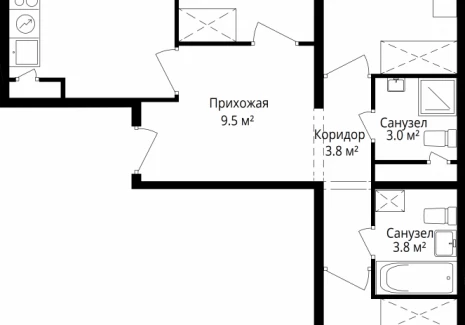 3-комнатная квартира - квартал Центральный, 9 / ЖК У реки. Эко Видное 2.0 - фото 1