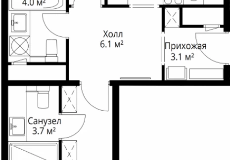 2-комнатная квартира - квартал Центральный, 9 / ЖК У реки. Эко Видное 2.0 - фото 1