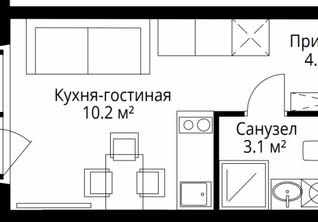 1-комнатная квартира - квартал Центральный, 9 / ЖК У реки. Эко Видное 2.0 - фото 1