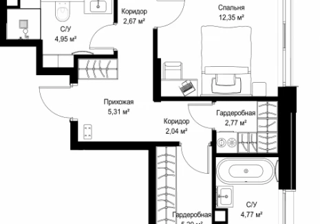 2-комнатная квартира - Деревня Ликино / ЖК Мыс - фото 1