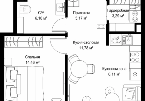 1-комнатная квартира - Деревня Ликино / ЖК Мыс - фото 1