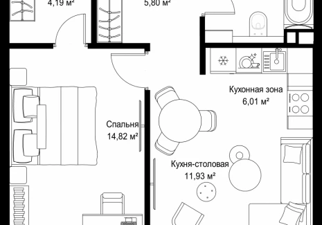 1-комнатная квартира - Деревня Ликино / ЖК Мыс - фото 1