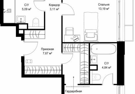 2-комнатная квартира - Деревня Ликино / ЖК Мыс - фото 1