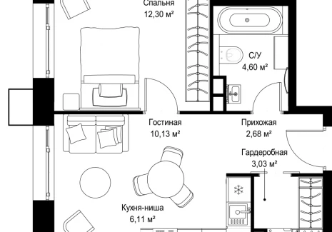 1-комнатная квартира - Деревня Ликино / ЖК Мыс - фото 1