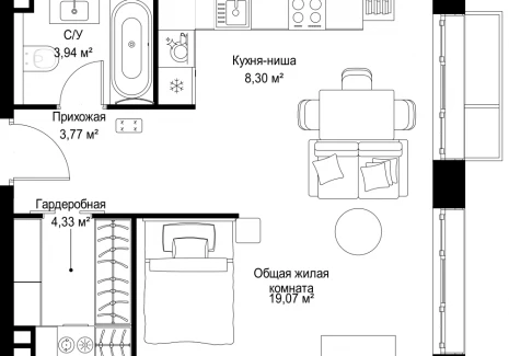 1-комнатная квартира - Деревня Ликино / ЖК Мыс - фото 1