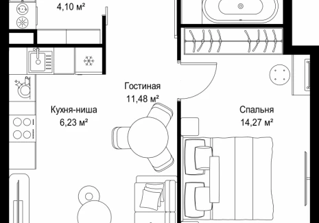 1-комнатная квартира - Деревня Ликино / ЖК Мыс - фото 1