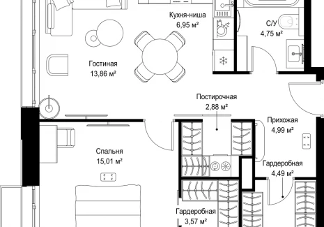 1-комнатная квартира - Деревня Ликино / ЖК Мыс - фото 1