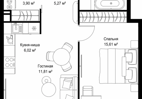 1-комнатная квартира - Деревня Ликино / ЖК Мыс - фото 1