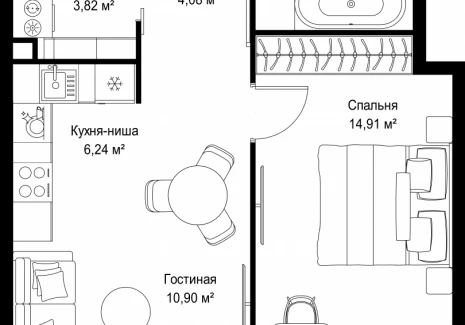 1-комнатная квартира - Деревня Ликино / ЖК Мыс - фото 1