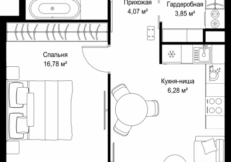 1-комнатная квартира - Деревня Ликино / ЖК Мыс - фото 1