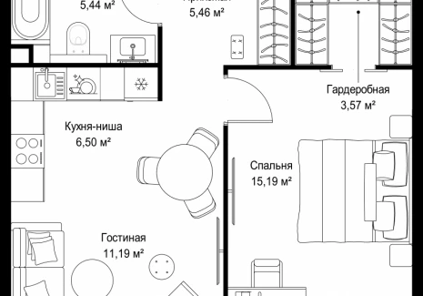 1-комнатная квартира - Деревня Ликино / ЖК Мыс - фото 1