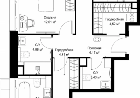 3-комнатная квартира - Деревня Ликино / ЖК Мыс - фото 1