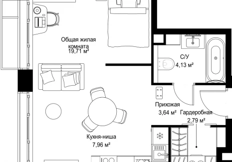 1-комнатная квартира - Деревня Ликино / ЖК Мыс - фото 1