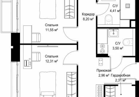 3-комнатная квартира - Деревня Ликино / ЖК Мыс - фото 1