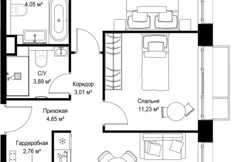 2-комнатная квартира - Деревня Ликино / ЖК Мыс - фото 1