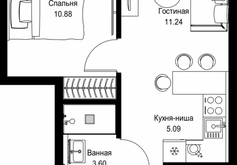 1-комнатная квартира - пр-т Мира, 186А / ЖК Мира - фото 1