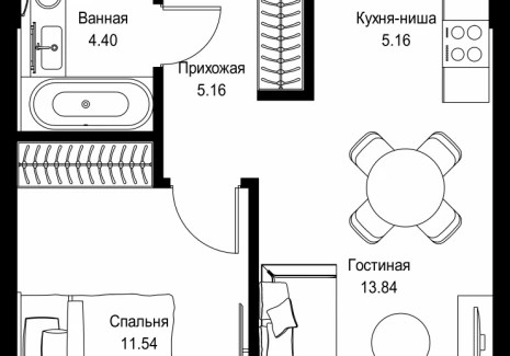 1-комнатная квартира - пр-т Мира, 186А / ЖК Мира - фото 1