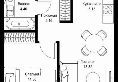 1-комнатная квартира - пр-т Мира, 186А / ЖК Мира - фото 1