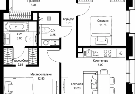 2-комнатная квартира - пр-т Мира, 186А / ЖК Мира - фото 1