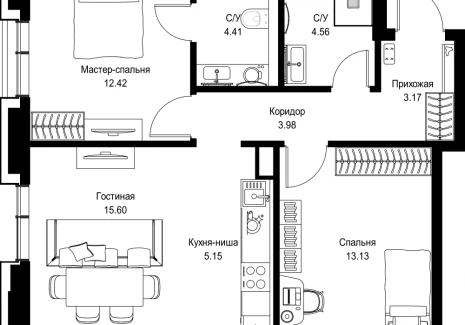 2-комнатная квартира - пр-т Мира, 186А / ЖК Мира - фото 1