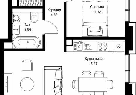 1-комнатная квартира - пр-т Мира, 186А / ЖК Мира - фото 1