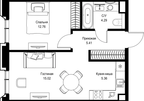 1-комнатная квартира - пр-т Мира, 186А / ЖК Мира - фото 1