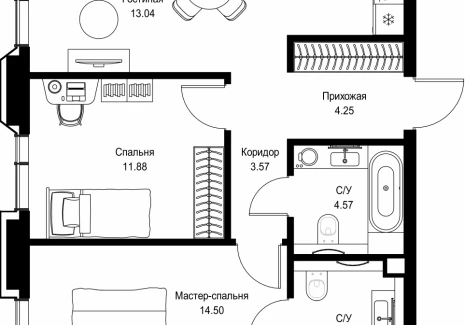 2-комнатная квартира - пр-т Мира, 186А / ЖК Мира - фото 1