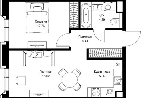 1-комнатная квартира - пр-т Мира, 186А / ЖК Мира - фото 1