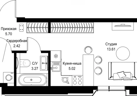 1-комнатная квартира - пр-т Мира, 186А / ЖК Мира - фото 1
