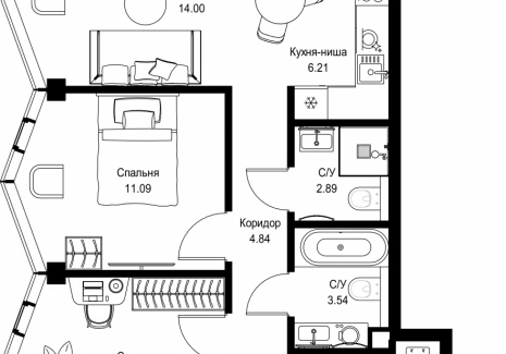 2-комнатная квартира - пр-т Мира, 186А / ЖК Мира - фото 1